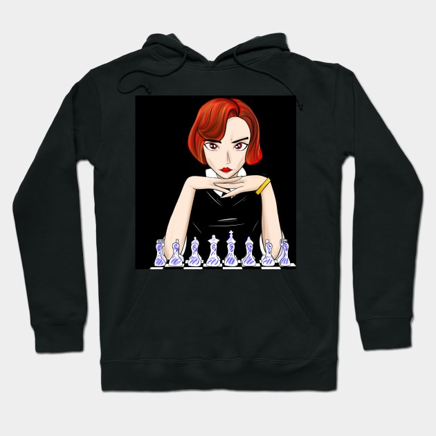 beth harmon the chess queen gambit ecopop art Hoodie by jorge_lebeau